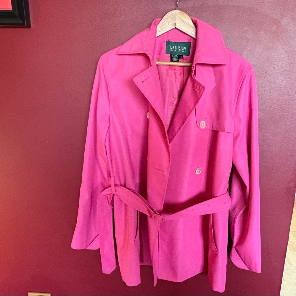 Ralph Lauren Bright Pink Double-Breasted Trench Coat